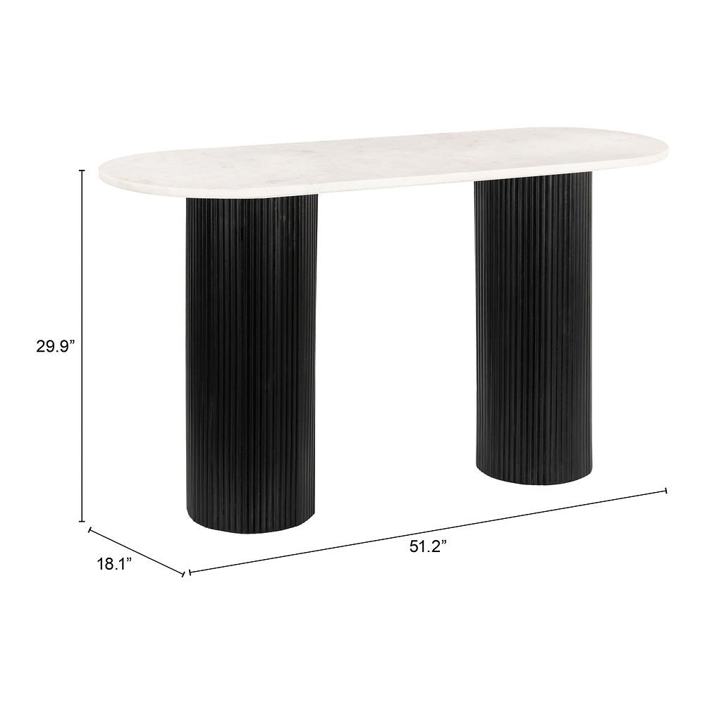 Mesa Consola para Lobby de Hotel - ZUO IZOLA - Varios Colores - Cubierta de Mármol Natural y Estructura de MDF - 110230 - Zuo - NOGAL BEAT - Mesa Comercial Interior