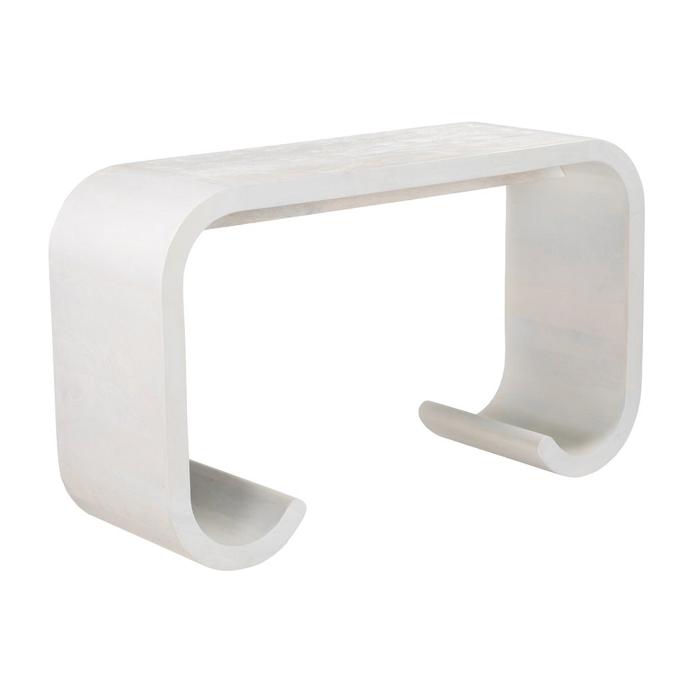 Mesa Consola para Lounge - ZUO DENA - Blanco Decapado - Cubierta de Mango Macizo Decapado y Estructura de Mango Macizo - 111035 - Zuo - NOGAL BEAT - Mesa Comercial Interior