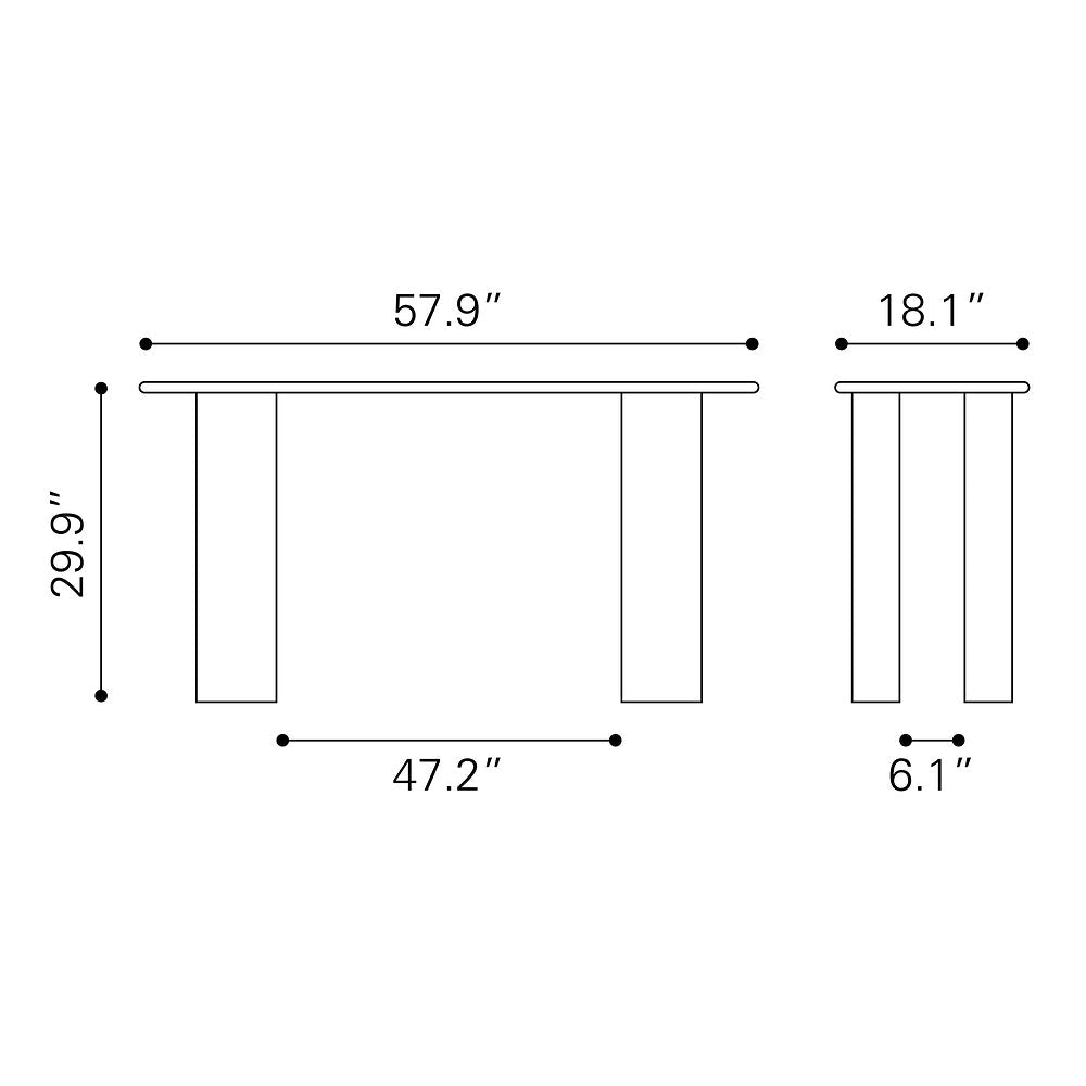 Mesa Consola para Sala de Espera - ZUO RISAN - Blanco Decapado - Cubierta de Madera de Mango Blanqueada y Estructura de Madera de Mango - 109854 - Zuo - NOGAL BEAT - Mesa Comercial Interior