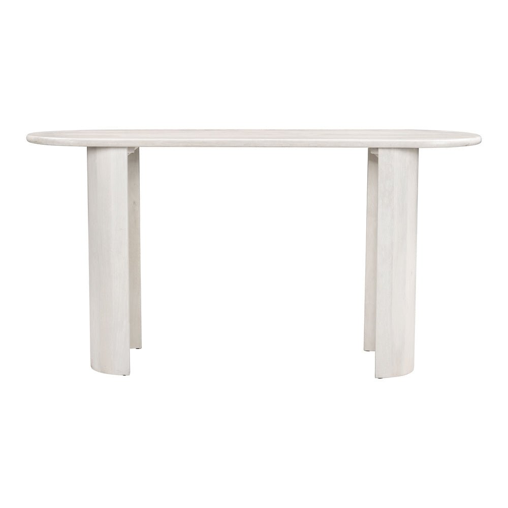Mesa Consola para Sala de Espera - ZUO RISAN - Blanco Decapado - Cubierta de Madera de Mango Blanqueada y Estructura de Madera de Mango - 109854 - Zuo - NOGAL BEAT - Mesa Comercial Interior