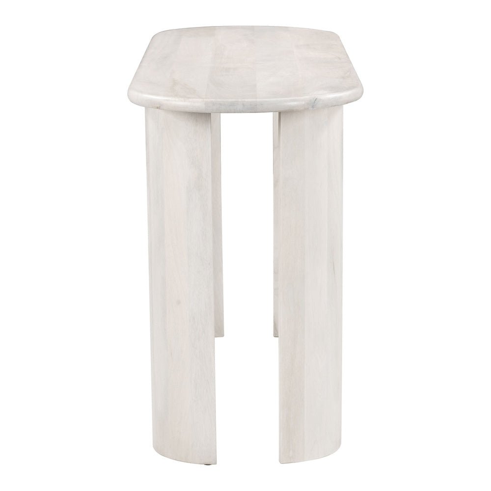 Mesa Consola para Sala de Espera - ZUO RISAN - Blanco Decapado - Cubierta de Madera de Mango Blanqueada y Estructura de Madera de Mango - 109854 - Zuo - NOGAL BEAT - Mesa Comercial Interior