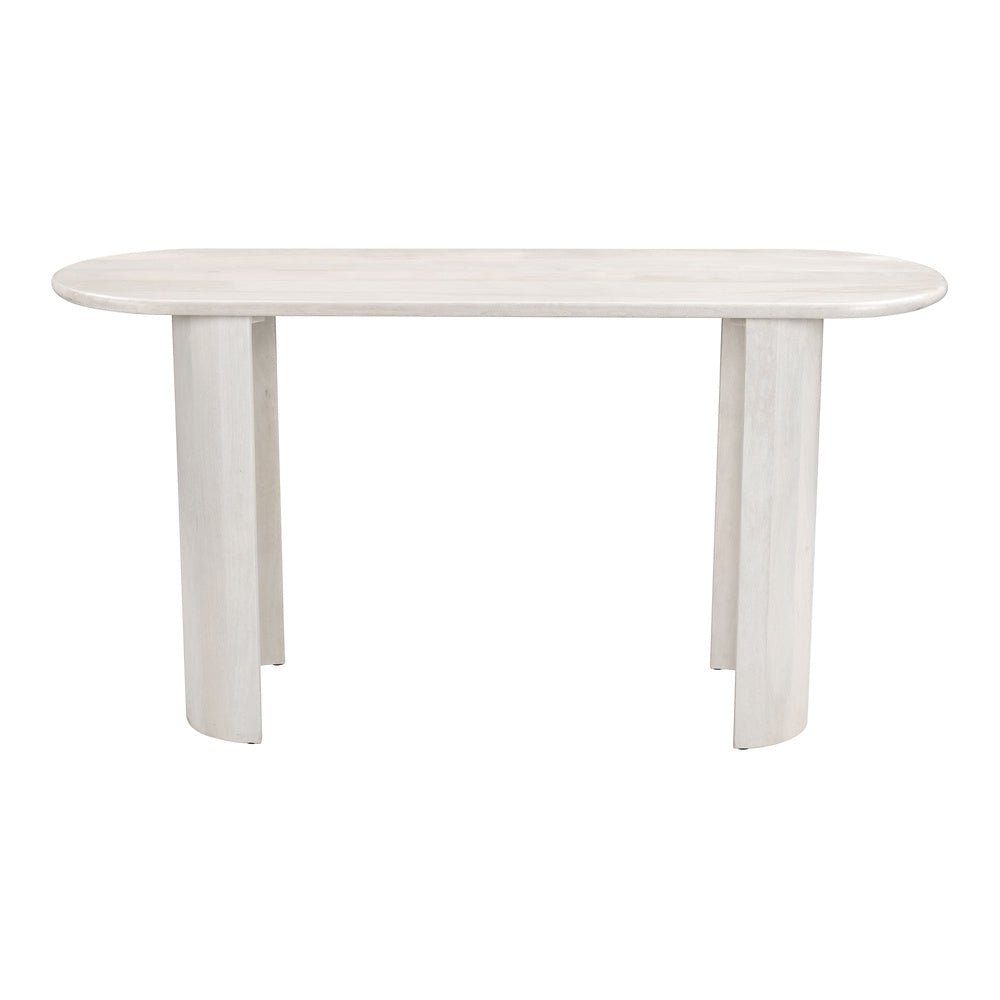 Mesa Consola para Sala de Espera - ZUO RISAN - Blanco Decapado - Cubierta de Madera de Mango Blanqueada y Estructura de Madera de Mango - 109854 - Zuo - NOGAL BEAT - Mesa Comercial Interior