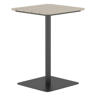 Mesa Cuadrada con Columna para Alberca - GEBESA GRC BOWEN - Alto 90 cm - Cubierta de HDPE y Base de Acero - GGRB520242436 - GEBESA - NOGAL BEAT - Mesa Comercial Exterior