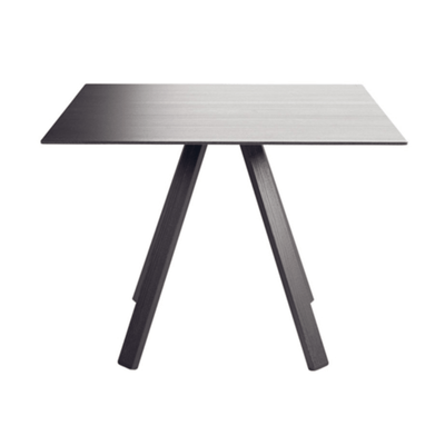Mesa cuadrada COLOS VU B/Q con base tripie de metal y cubierta multicapa laminada HPL