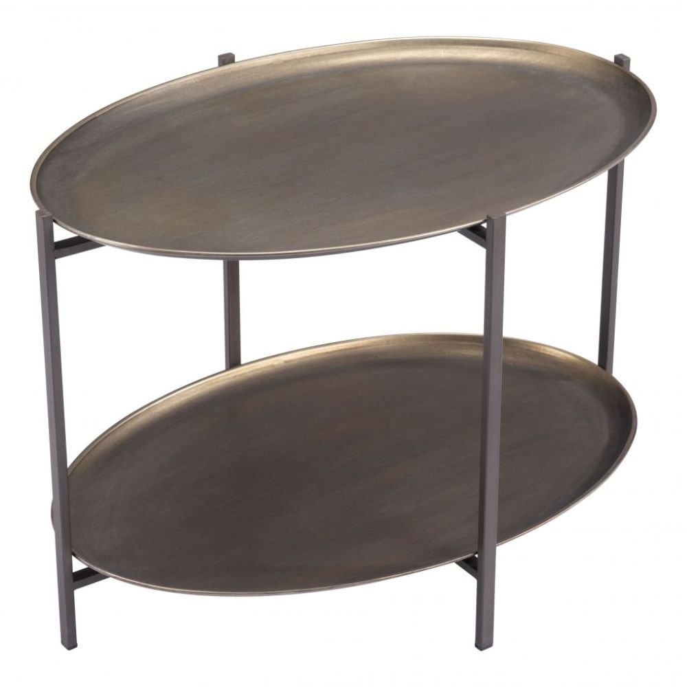 MESA DE CENTRO NOGAL BEAT BRONSON | Mesa de Centro Ocasional para Sala | 45 cm | Bronce | Acero Pintado | Interior - 109598 - Zuo - NOGAL BEAT - Mesas