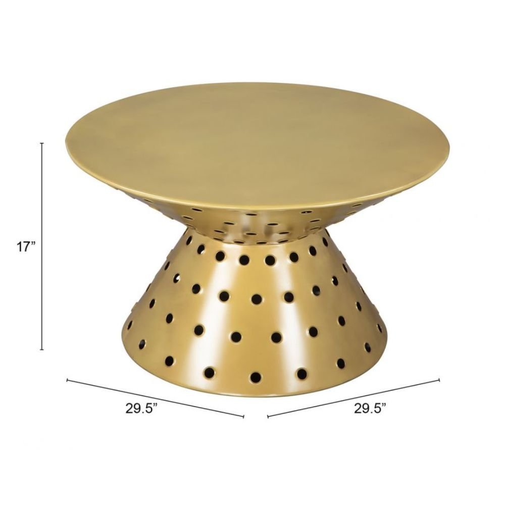 MESA DE CENTRO NOGAL BEAT ELECTRON | Mesa de Centro Decorativa para Sala | 44 cm | Oro | Hierro | Interior - 109273 - Zuo - NOGAL BEAT - Mesas