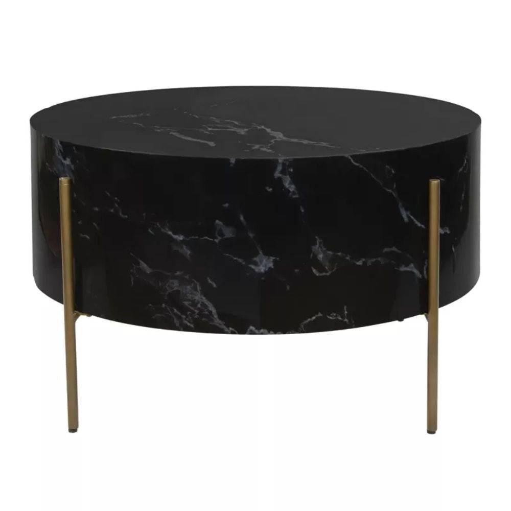 MESA DE CENTRO NOGAL BEAT FERRIER | Mesa de Centro Ocasional para Sala | 44 cm | Estructura Hierro Bronce | Negro | MDF | Interior - 109089 - Zuo - NOGAL BEAT - Mesas