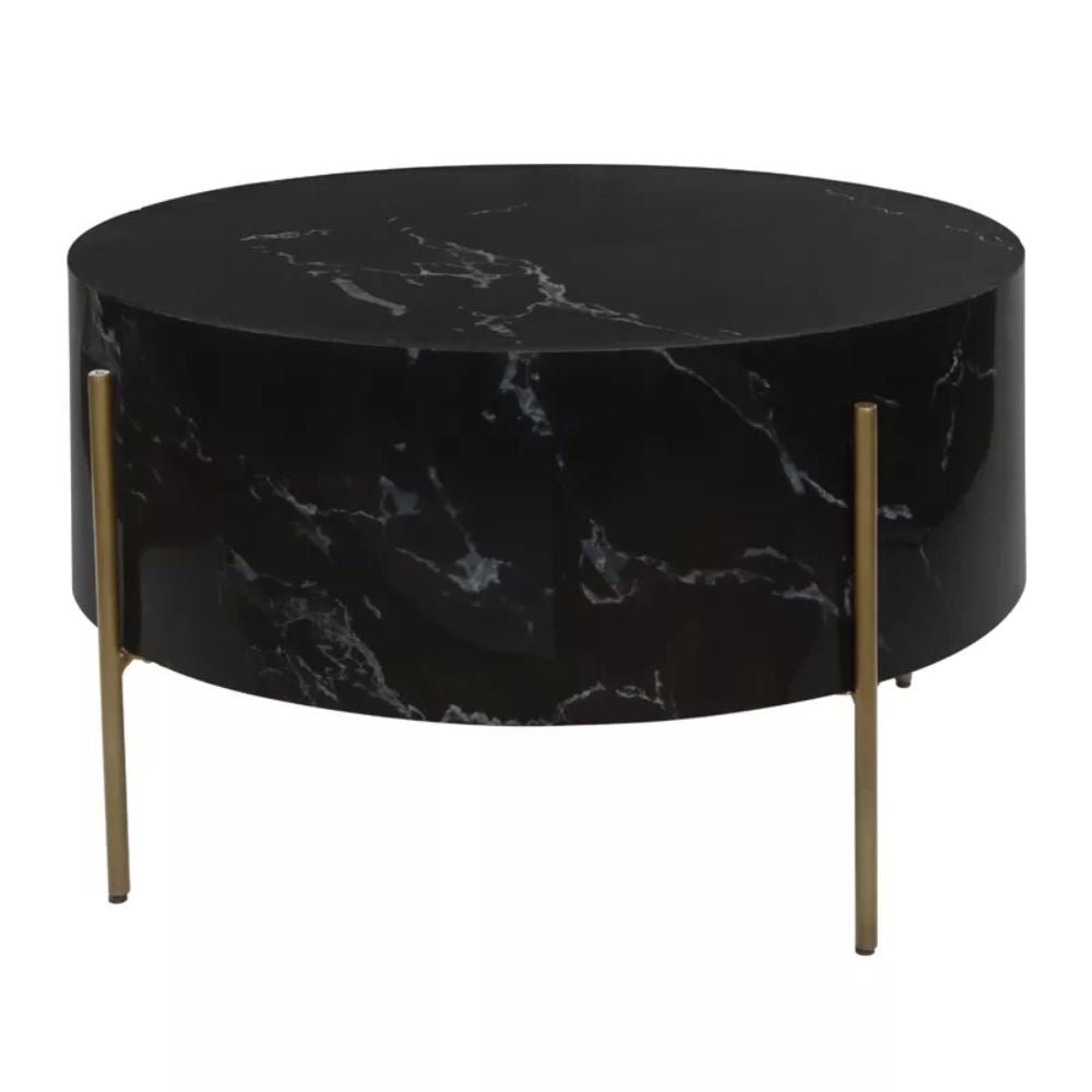 MESA DE CENTRO NOGAL BEAT FERRIER | Mesa de Centro Ocasional para Sala | 44 cm | Estructura Hierro Bronce | Negro | MDF | Interior - 109089 - Zuo - NOGAL BEAT - Mesas