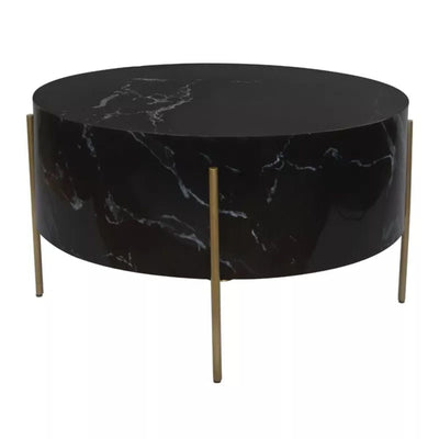 MESA DE CENTRO NOGAL BEAT FERRIER | Mesa de Centro Ocasional para Sala | 44 cm | Estructura Hierro Bronce | Negro | MDF | Interior - 109089 - Zuo - NOGAL BEAT - Mesas