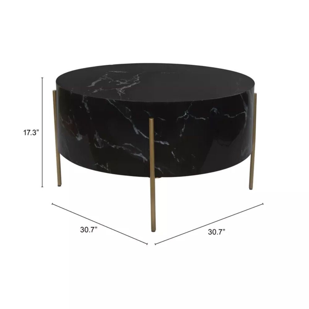 MESA DE CENTRO NOGAL BEAT FERRIER | Mesa de Centro Ocasional para Sala | 44 cm | Estructura Hierro Bronce | Negro | MDF | Interior - 109089 - Zuo - NOGAL BEAT - Mesas