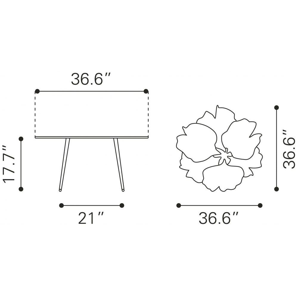 MESA DE CENTRO NOGAL BEAT GINGKO | Mesa de Centro Ocasional Decorativa Sala | 45 cm | Estructura Aluminio | Latón Antiguo | Aluminio Chapado | Interior - 109463 - Zuo - NOGAL BEAT - Mesas