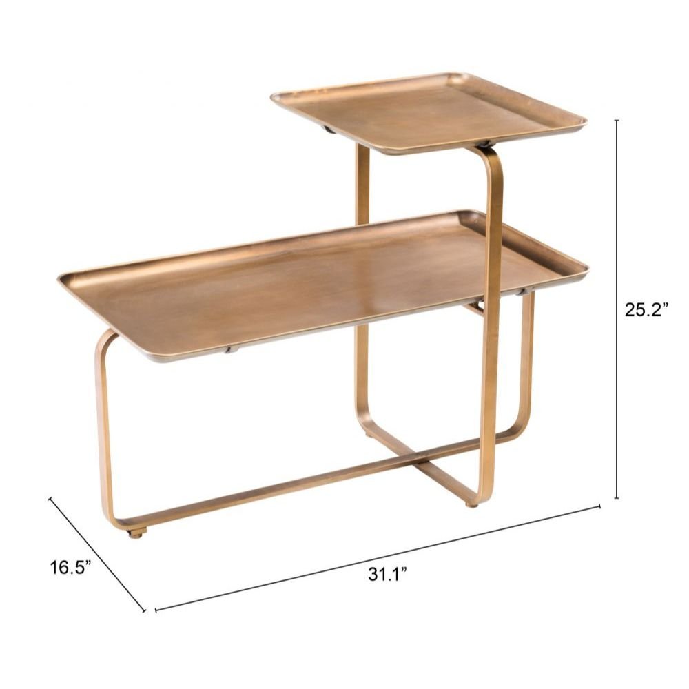 MESA DE CENTRO NOGAL BEAT HENRY | Mesa de Centro Ocasional Decorativa | 65 cm | Latón | Acero Pintado | Interior - 101931 - Zuo - NOGAL BEAT - Mesas