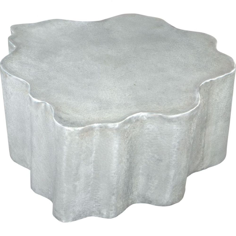 MESA DE CENTRO NOGAL BEAT KORTHA | Mesa de Centro Ocasional para Sala | 40 cm | Plata | Aluminio con Recubrimiento en Polvo | Interior - 109462 - Zuo - NOGAL BEAT - Mesas