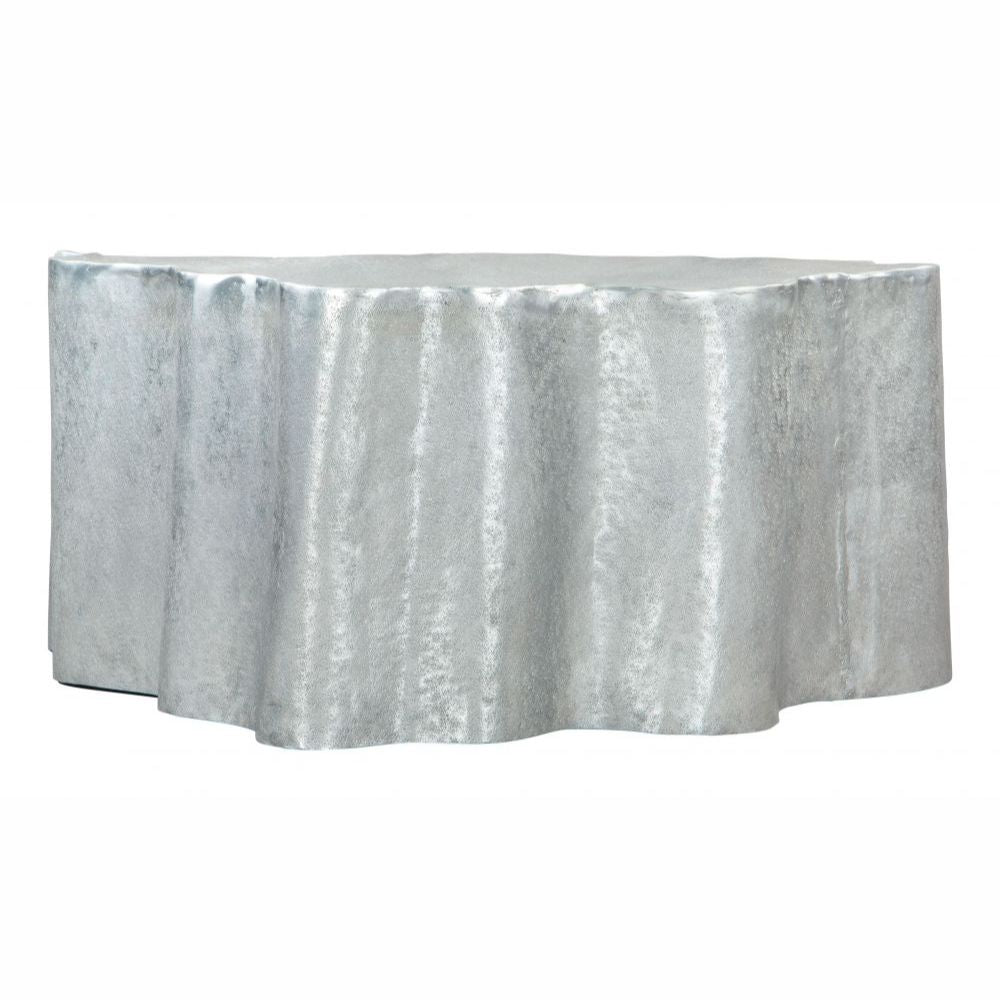 MESA DE CENTRO NOGAL BEAT KORTHA | Mesa de Centro Ocasional para Sala | 40 cm | Plata | Aluminio con Recubrimiento en Polvo | Interior - 109462 - Zuo - NOGAL BEAT - Mesas