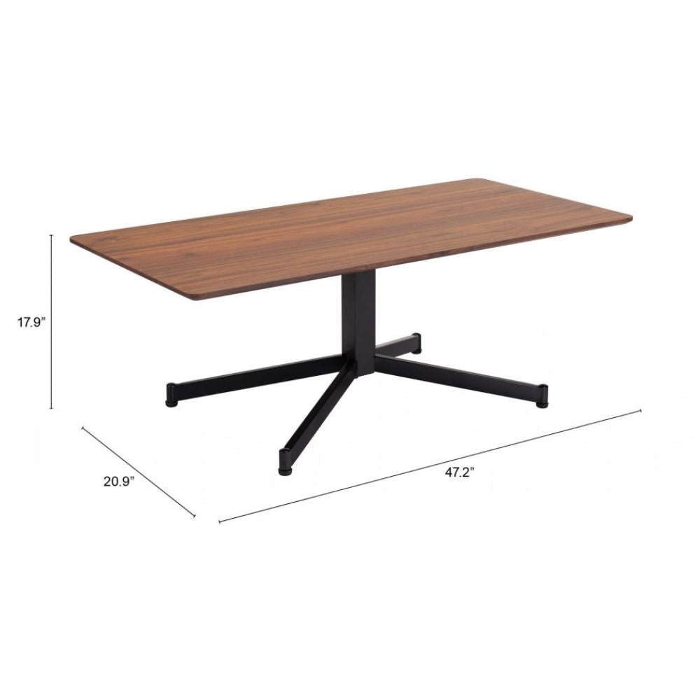 MESA DE CENTRO NOGAL BEAT MAZZY | Mesa de Centro Ocasional Decorativa | 46 cm | Estructura Acero Negro | Marrón | MDF de Madera Sintética | Interior - 109072 - Zuo - NOGAL BEAT - Mesas