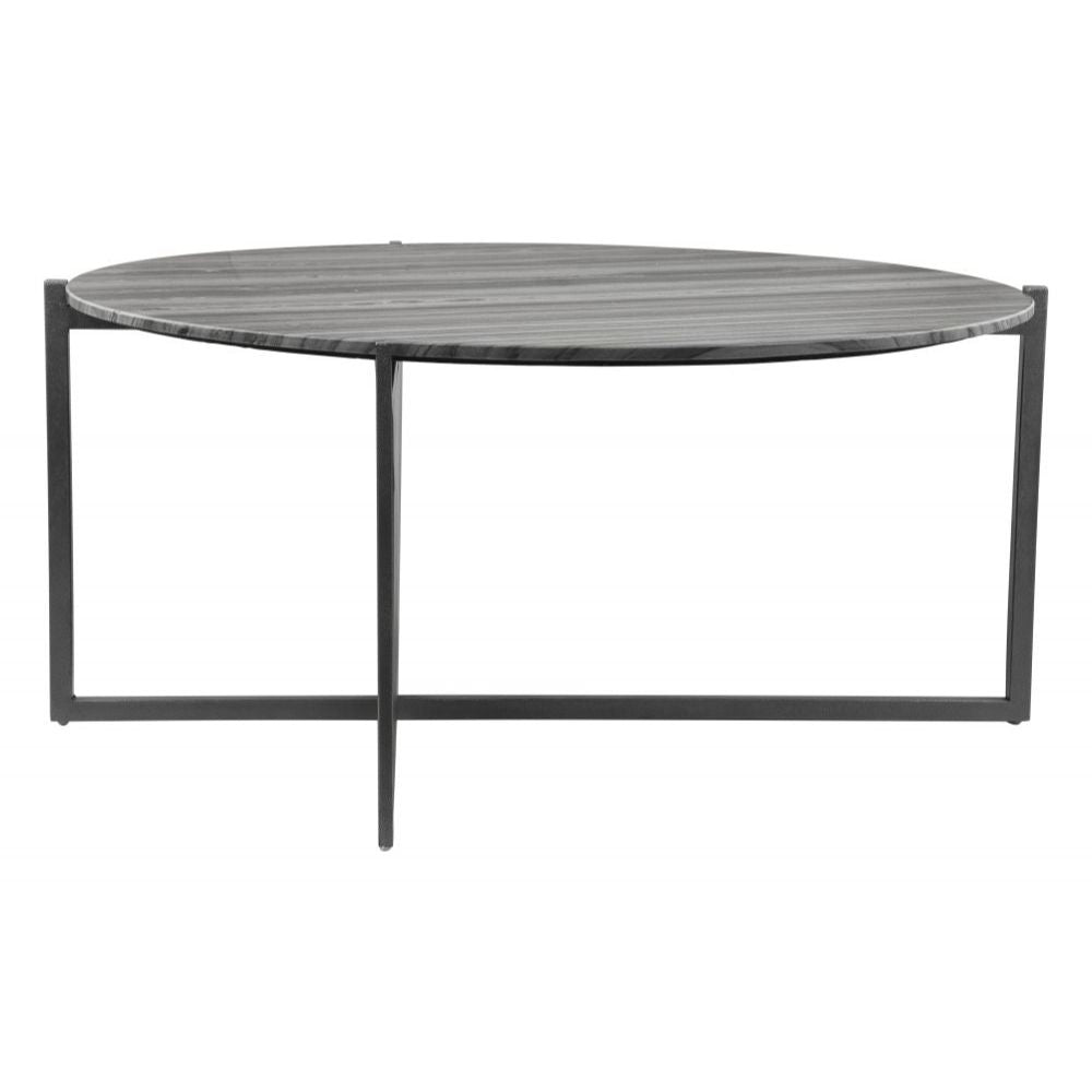 MESA DE CENTRO NOGAL BEAT MCBRIDE | Mesa de Centro Ocasional para Sala | 41 cm | Estructura Hierro Negro | Gris | Mármol MDF | Interior - 102019 - Zuo - NOGAL BEAT -