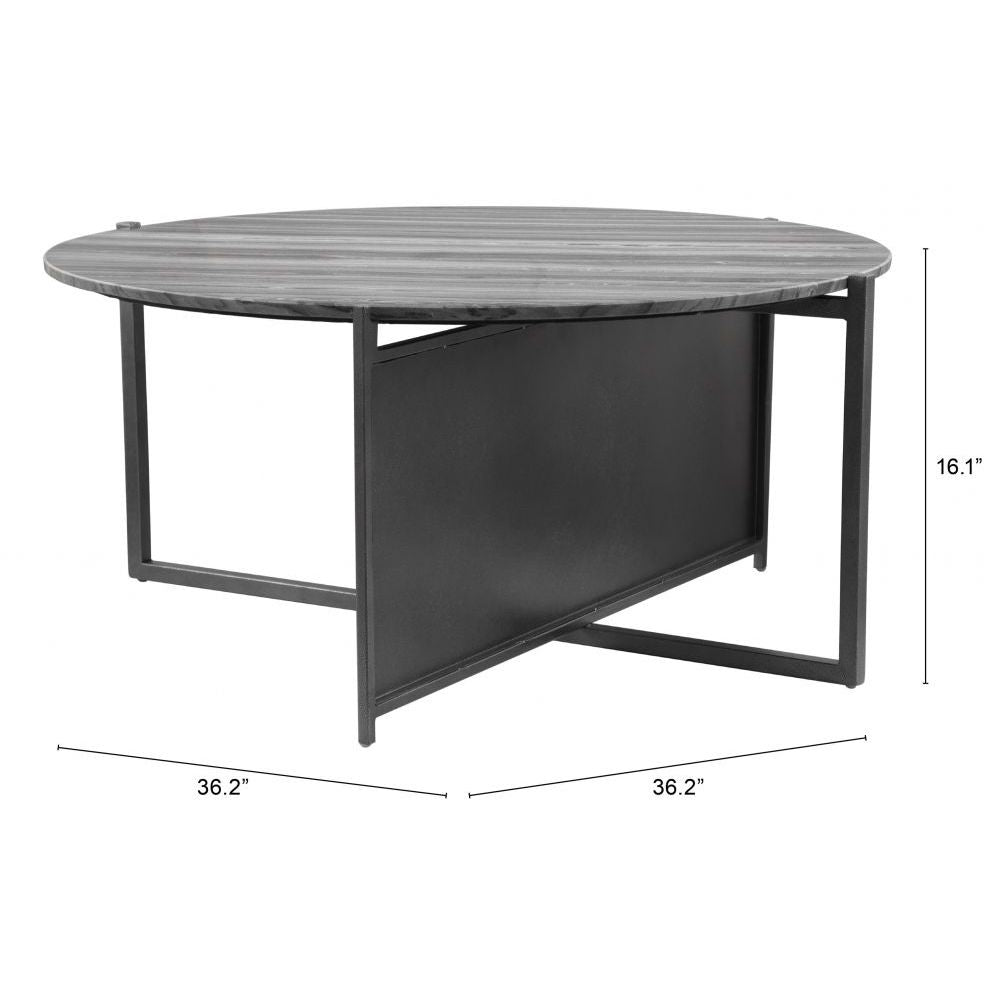 MESA DE CENTRO NOGAL BEAT MCBRIDE | Mesa de Centro Ocasional para Sala | 41 cm | Estructura Hierro Negro | Gris | Mármol MDF | Interior - 102019 - Zuo - NOGAL BEAT -