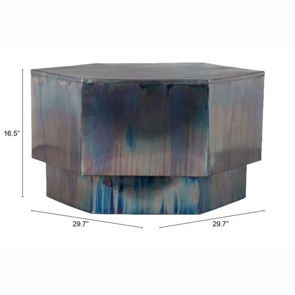 MESA DE CENTRO NOGAL BEAT MIKE | Mesa de Centro Ocasional para Sala | 42 cm | Multicolor | Hierro Galvanizado | Interior - 109315 - Zuo - NOGAL BEAT - Mesas