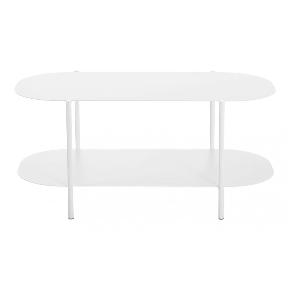 MESA DE CENTRO NOGAL BEAT PULLMAN | Mesa de Centro para Sala de Estar Hogar | 46 cm | Base 4 Puntas | Blanco | Acero con Recubrimiento en Polvo | Interior - 109432 - Zuo - NOGAL BEAT - Mesas