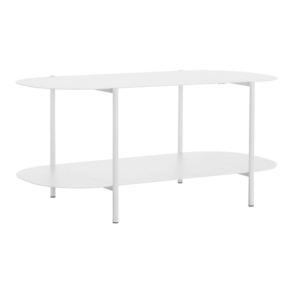 MESA DE CENTRO NOGAL BEAT PULLMAN | Mesa de Centro para Sala de Estar Hogar | 46 cm | Base 4 Puntas | Blanco | Acero con Recubrimiento en Polvo | Interior - 109432 - Zuo - NOGAL BEAT - Mesas