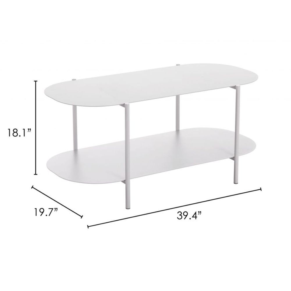 MESA DE CENTRO NOGAL BEAT PULLMAN | Mesa de Centro para Sala de Estar Hogar | 46 cm | Base 4 Puntas | Gris | Acero con Recubrimiento en Polvo | Interior - 109431 - Zuo - NOGAL BEAT - Mesas