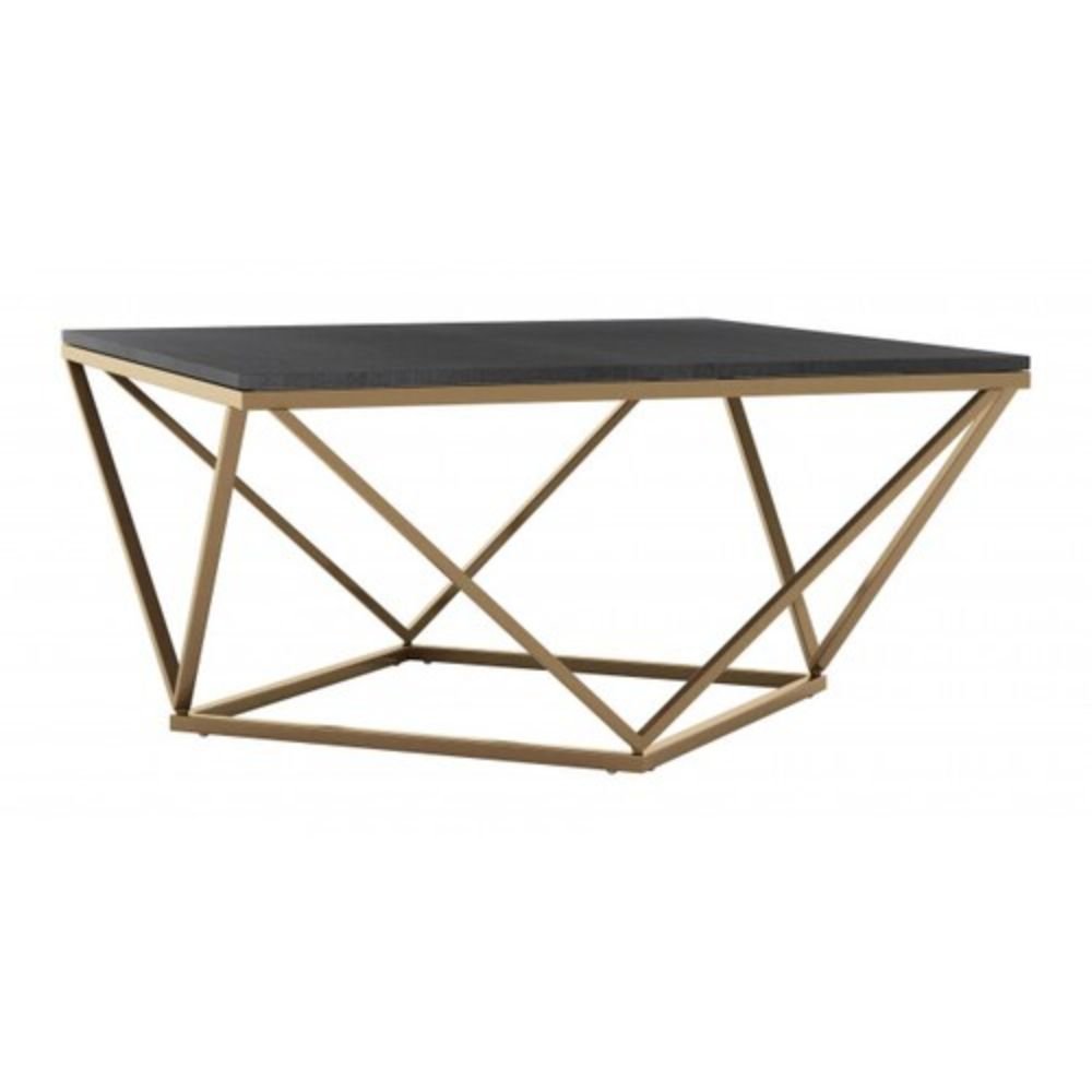 MESA DE CENTRO NOGAL BEAT VERONA | Mesa de Centro Decorativa para Sala | 44 cm | Estructura Hierro Latón | Negro | Mármol MDF | Interior - 101735 - Zuo - NOGAL BEAT - Mesas