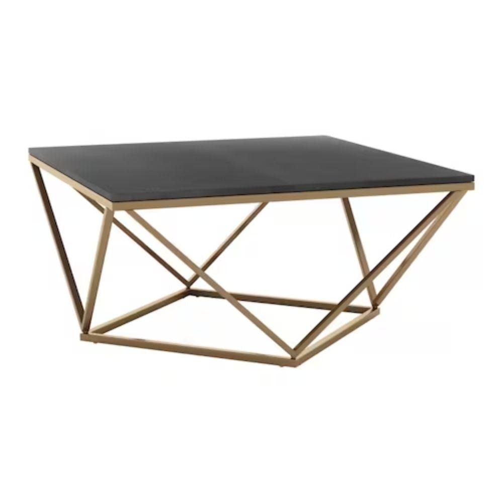 MESA DE CENTRO NOGAL BEAT VERONA | Mesa de Centro Decorativa para Sala | 44 cm | Estructura Hierro Latón | Negro | Mármol MDF | Interior - 101735 - Zuo - NOGAL BEAT - Mesas