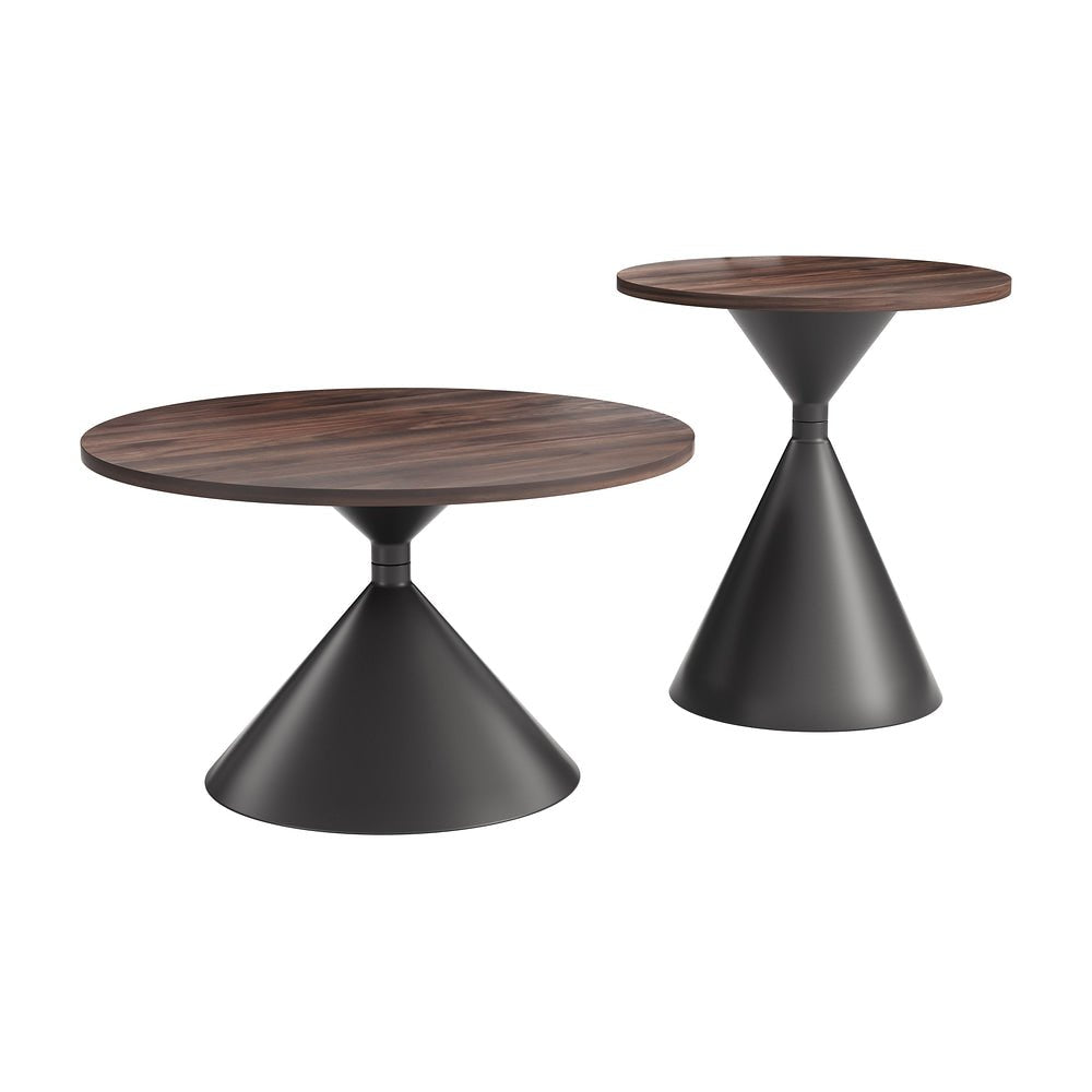 Mesa de Centro para Área de Descanso - ZUO ROSK - Varios Colores - Cubierta de MDF Símil Madera y Estructura de Acero con Recubrimiento en Polvo - 111109 - Zuo - NOGAL BEAT - Mesa Comercial Interior