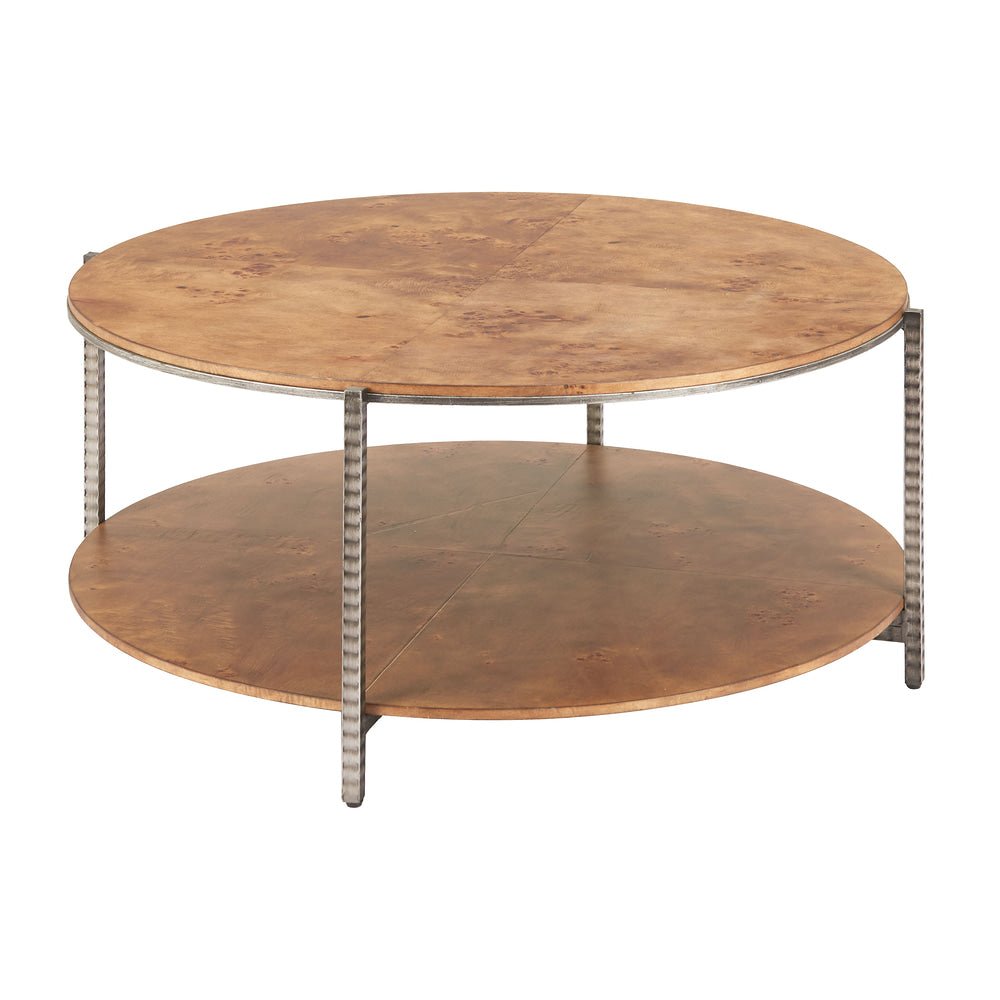 Mesa de Centro para Consultorio - ZUO ADNA - Café - Cubierta de MDF con Chapa de Raíz y Estructura de Acero Martillado - 110752 - Zuo - NOGAL BEAT - Mesa Comercial Interior