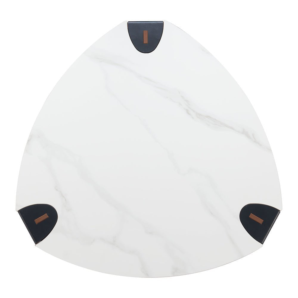 Mesa de Centro para Consultorio - ZUO BOGEY - Multicolor - Cubierta de Piedra Sinterizada Símil Mármol y Estructura de Acero con Recubrimiento en Polvo - 110346 - Zuo - NOGAL BEAT - Mesa Comercial Interior