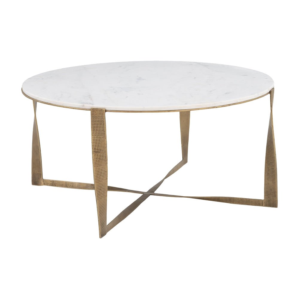 Mesa de Centro para Consultorio - ZUO SIMBA - Varios Colores - Cubierta de Mármol Natural y Estructura de Hierro con Recubrimiento en Polvo - 111164 - Zuo - NOGAL BEAT - Mesa Comercial Interior