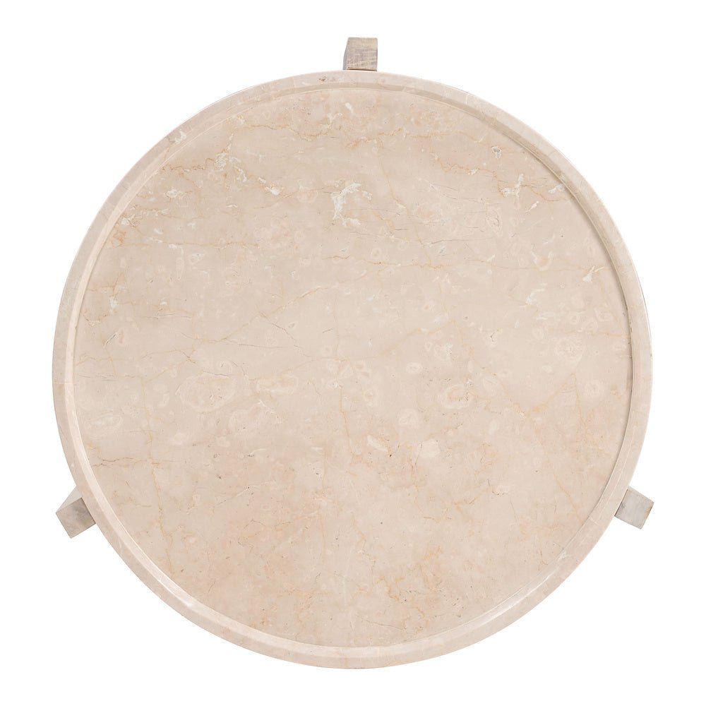 Mesa de Centro para Habitación de Hotel - ZUO NADOR - Natural - Cubierta de Mármol Botticino y Estructura de MDF - 109866 - Zuo - NOGAL BEAT - Mesa Comercial Interior