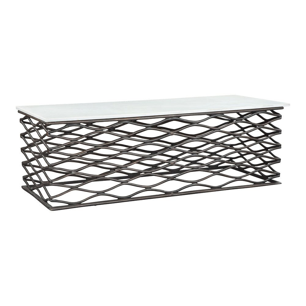 Mesa de Centro para Lounge - ZUO DUCHESS - Varios Colores - Cubierta de Mármol Natural y Estructura de Aluminio Chapado - 109457 - Zuo - NOGAL BEAT - Mesa Comercial Interior
