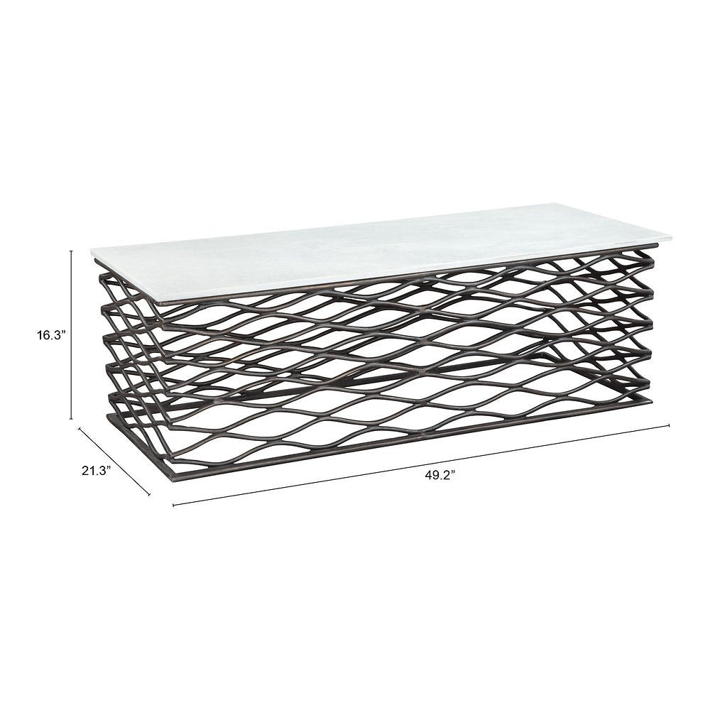 Mesa de Centro para Lounge - ZUO DUCHESS - Varios Colores - Cubierta de Mármol Natural y Estructura de Aluminio Chapado - 109457 - Zuo - NOGAL BEAT - Mesa Comercial Interior
