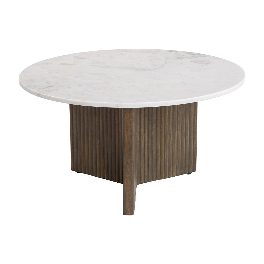 Mesa de Centro para Lounge - ZUO TAILO - Varios Colores - Cubierta de Mármol Natural y Estructura de Mango Macizo - 111137 - Zuo - NOGAL BEAT - Mesa Comercial Interior