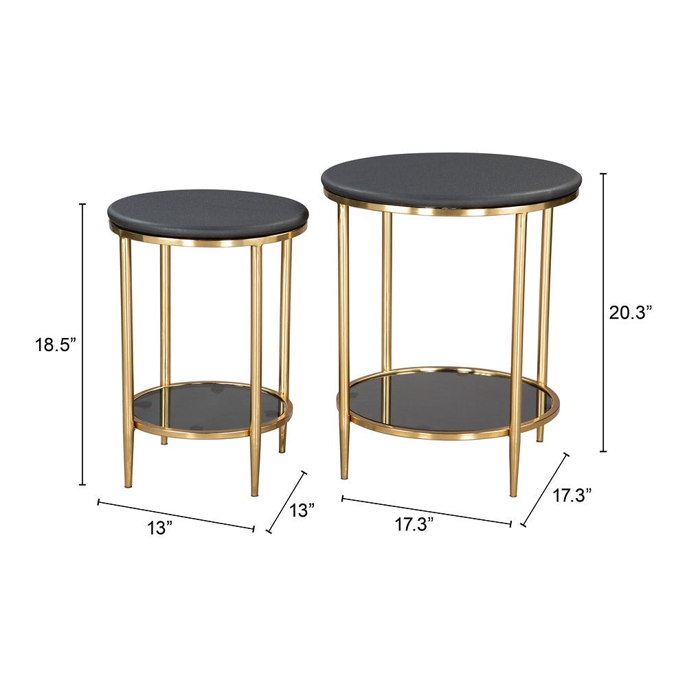 Mesa de Centro para Recepción - ZUO KOPER - Negro - Cubierta de Mármol Natural y Estructura de Hierro Electrochapado - 109775 - Zuo - NOGAL BEAT - Mesa Comercial Interior