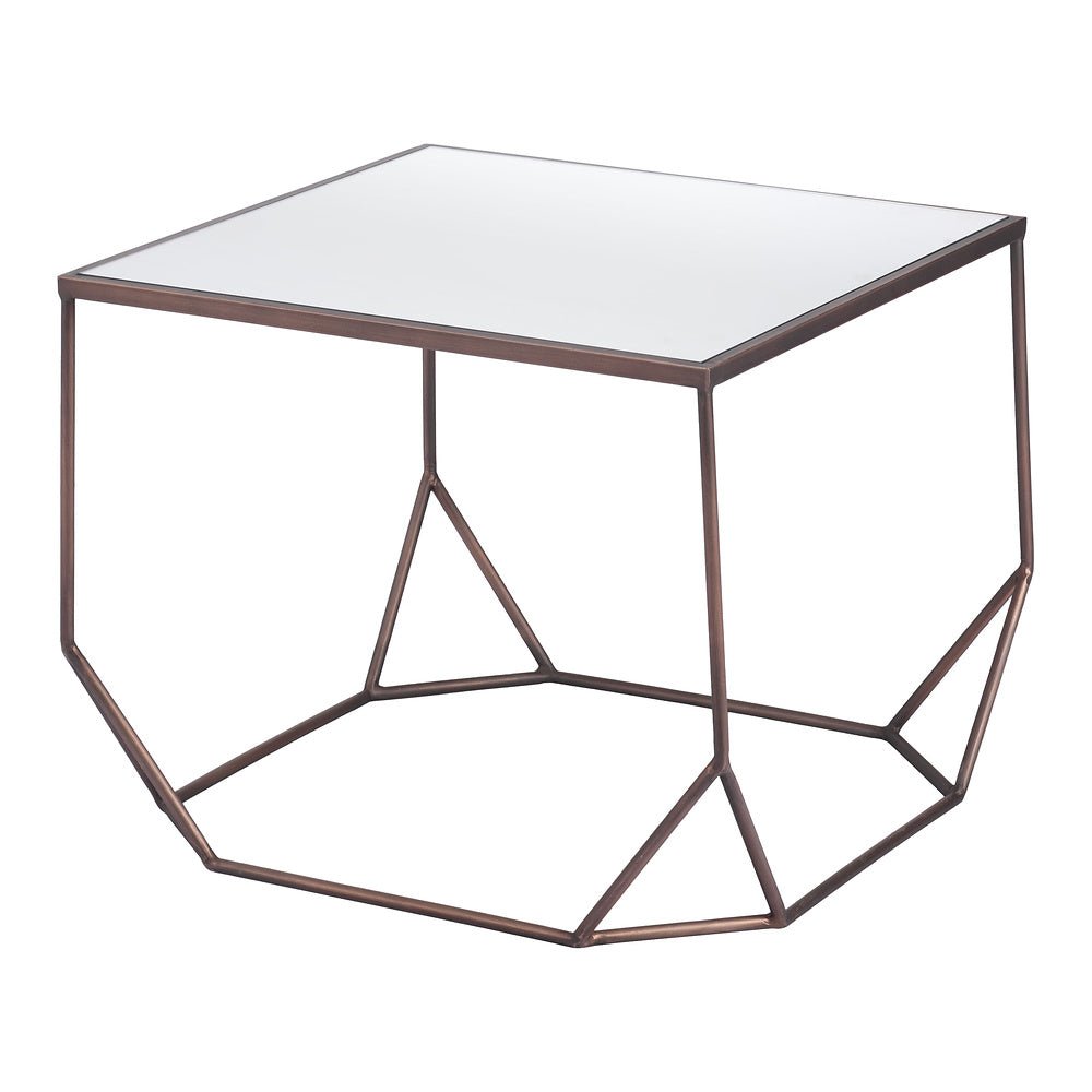 Mesa de Centro para Sala de Espera - ZUO ARZON - Bronce - Cubierta de MDF y Estructura de Acero Pintado - 109835 - Zuo - NOGAL BEAT - Mesa Comercial Interior