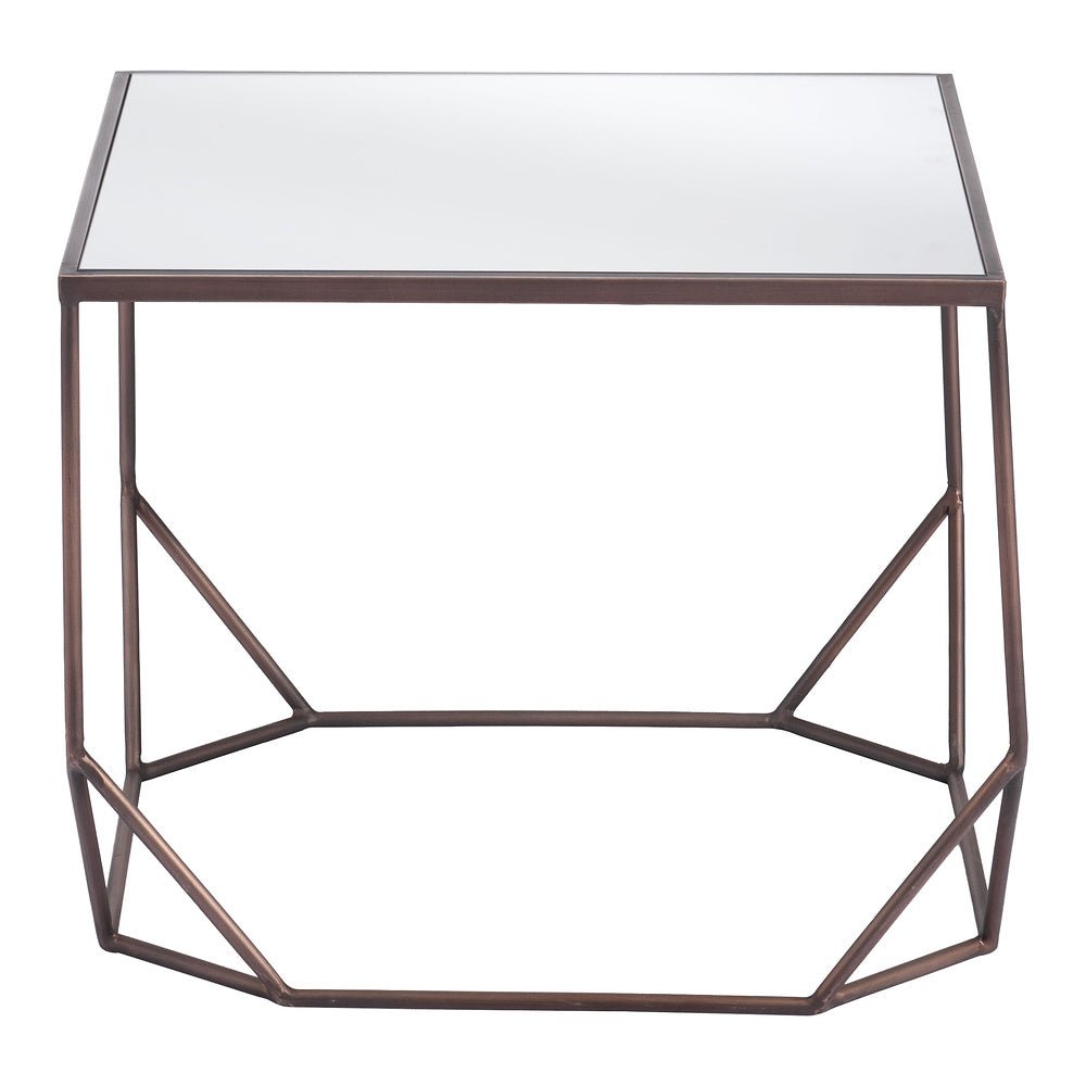 Mesa de Centro para Sala de Espera - ZUO ARZON - Bronce - Cubierta de MDF y Estructura de Acero Pintado - 109835 - Zuo - NOGAL BEAT - Mesa Comercial Interior