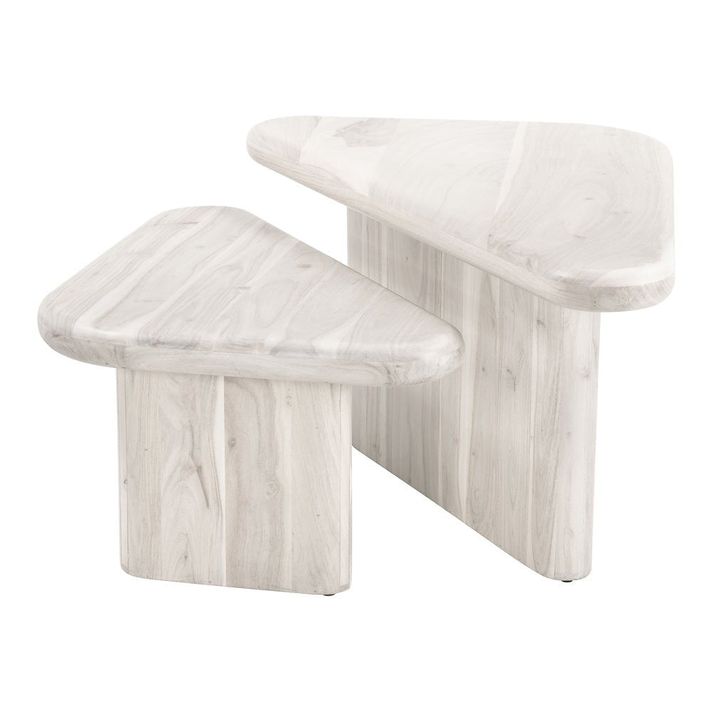 Mesa de Centro para Sala de Espera - ZUO NAVIDIC - Blanco Decapado - Cubierta de Madera de Acacia Blanqueada y Estructura de Madera de Acacia - 109872 - Zuo - NOGAL BEAT - Mesa Comercial Interior