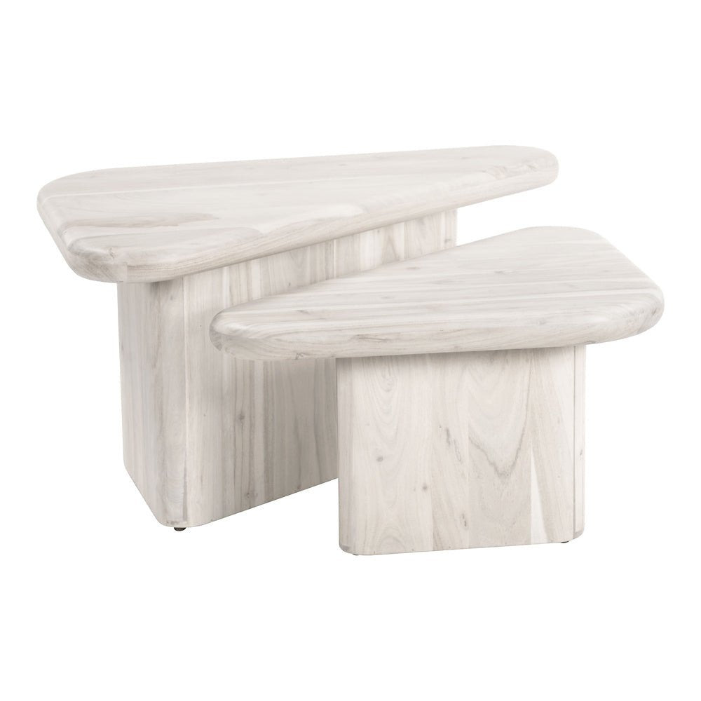 Mesa de Centro para Sala de Espera - ZUO NAVIDIC - Blanco Decapado - Cubierta de Madera de Acacia Blanqueada y Estructura de Madera de Acacia - 109872 - Zuo - NOGAL BEAT - Mesa Comercial Interior
