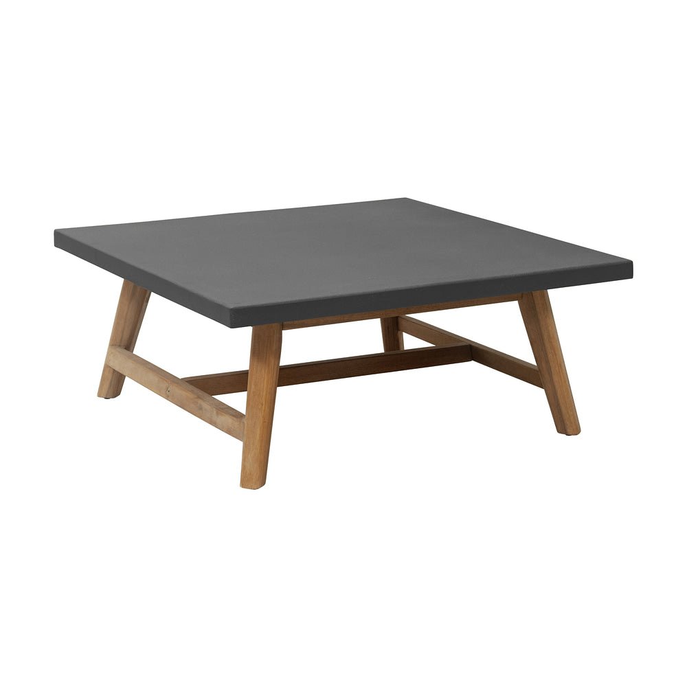 Mesa de Centro para Terraza y Áreas de Estar - ZUO KERT - Gris - Cubierta de Duralcrete Símil Concreto y Estructura de Madera de Acacia - 704093 - Zuo - NOGAL BEAT - Mesa de Terraza