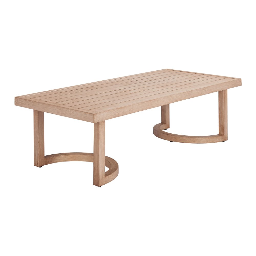 Mesa de Centro para Terraza y Áreas de Estar - ZUO LETO - Café - Cubierta de Aluminio Símil Madera y Estructura de Aluminio - 704116 - Zuo - NOGAL BEAT - Mesa de Terraza
