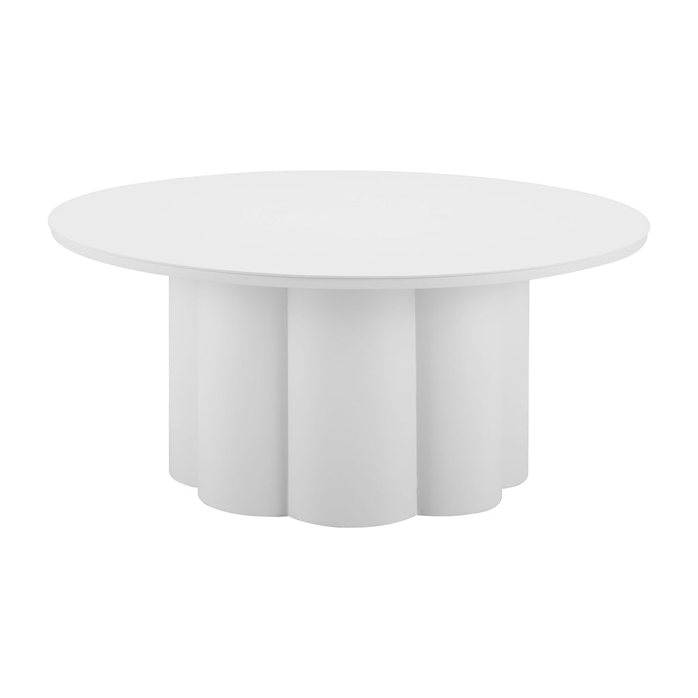 Mesa de Centro para Terraza y Áreas de Estar - ZUO PALMIER - Blanco - Estructura y Cubierta en Aluminio con Recubrimiento en Polvo - 704070 - Zuo - NOGAL BEAT - Mesa de Terraza