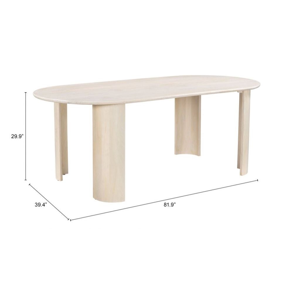 MESA DE COMEDOR NOGAL BEAT 109857 RISAN | Mesa de Comedor | 76 cm | Beige | Natural | Madera Mango Blanqueada | Interior - 109857 - Zuo - NOGAL BEAT - Mesas