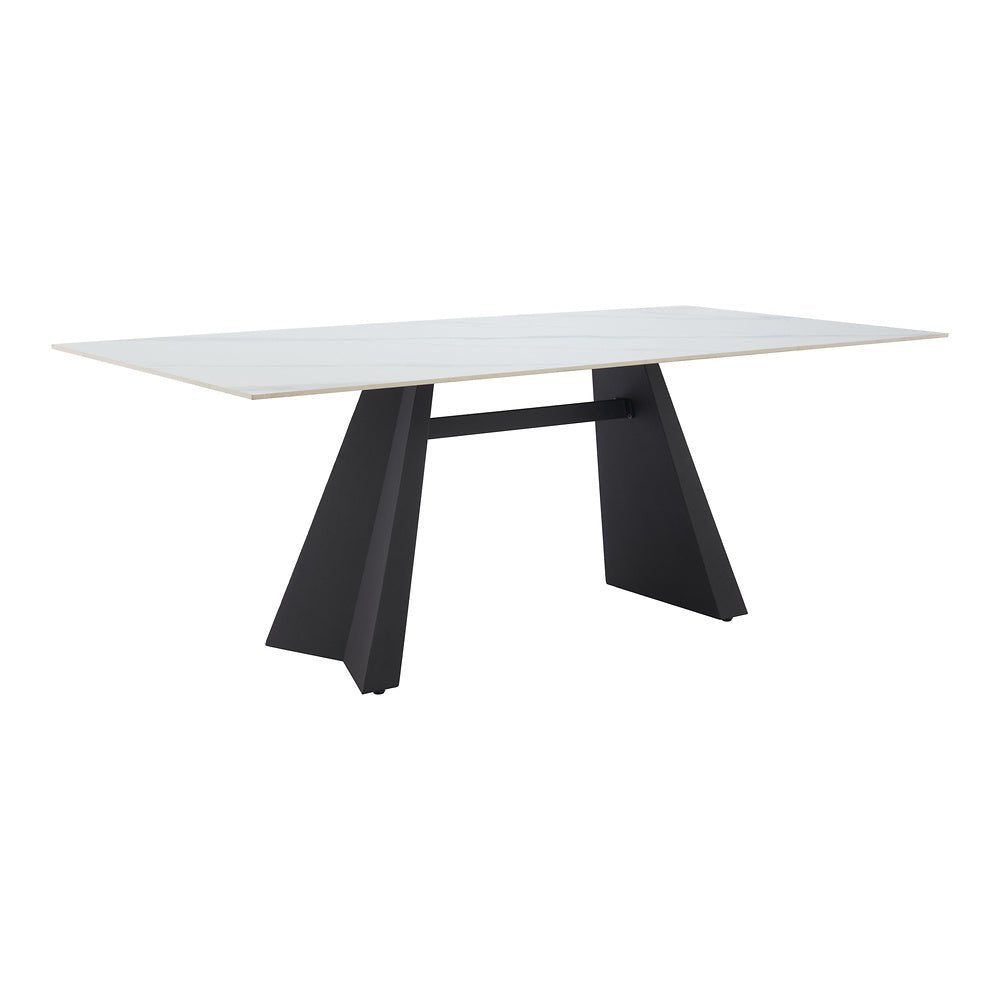 Mesa de Comedor para Bistró - ZUO INKY - Blanco - Cubierta de Piedra Sinterizada Símil Mármol y Estructura de Acero con Recubrimiento en Polvo - 110355 - Zuo - NOGAL BEAT - Mesa Comercial Interior