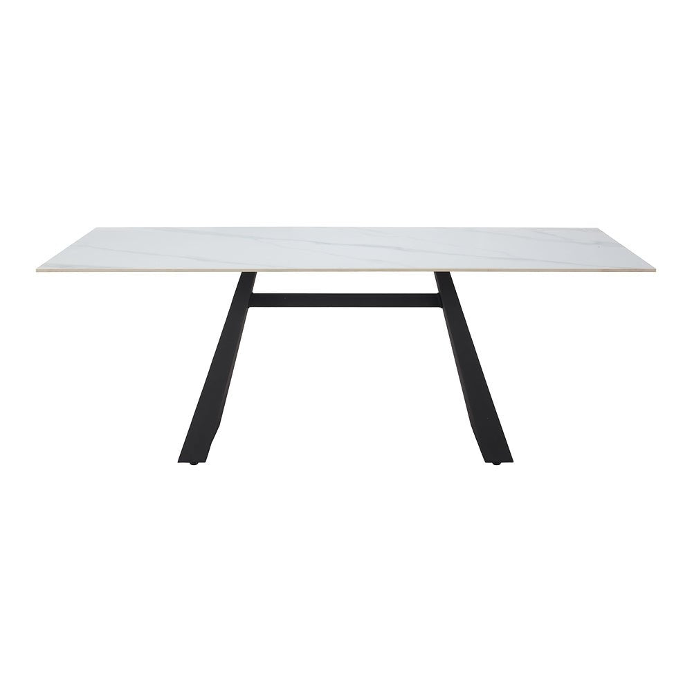 Mesa de Comedor para Bistró - ZUO INKY - Blanco - Cubierta de Piedra Sinterizada Símil Mármol y Estructura de Acero con Recubrimiento en Polvo - 110355 - Zuo - NOGAL BEAT - Mesa Comercial Interior