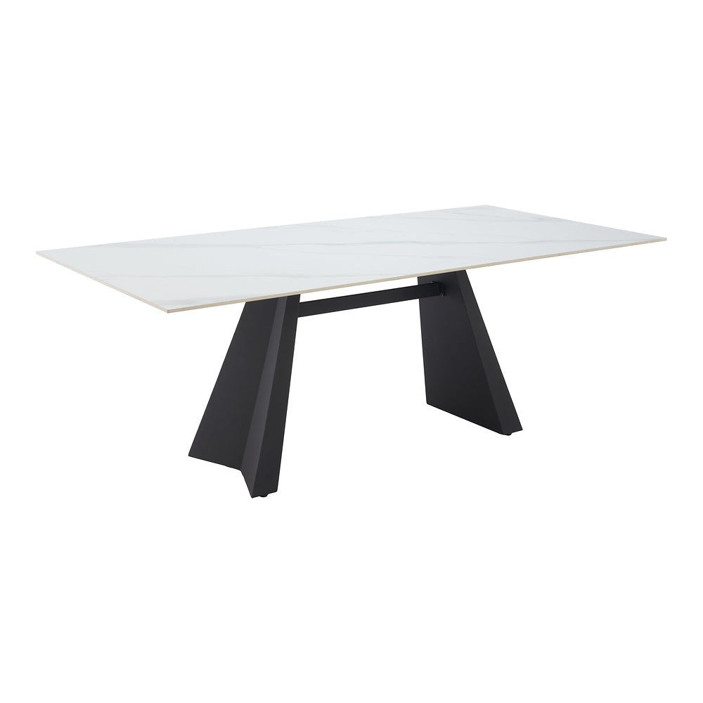 Mesa de Comedor para Bistró - ZUO INKY - Blanco - Cubierta de Piedra Sinterizada Símil Mármol y Estructura de Acero con Recubrimiento en Polvo - 110355 - Zuo - NOGAL BEAT - Mesa Comercial Interior