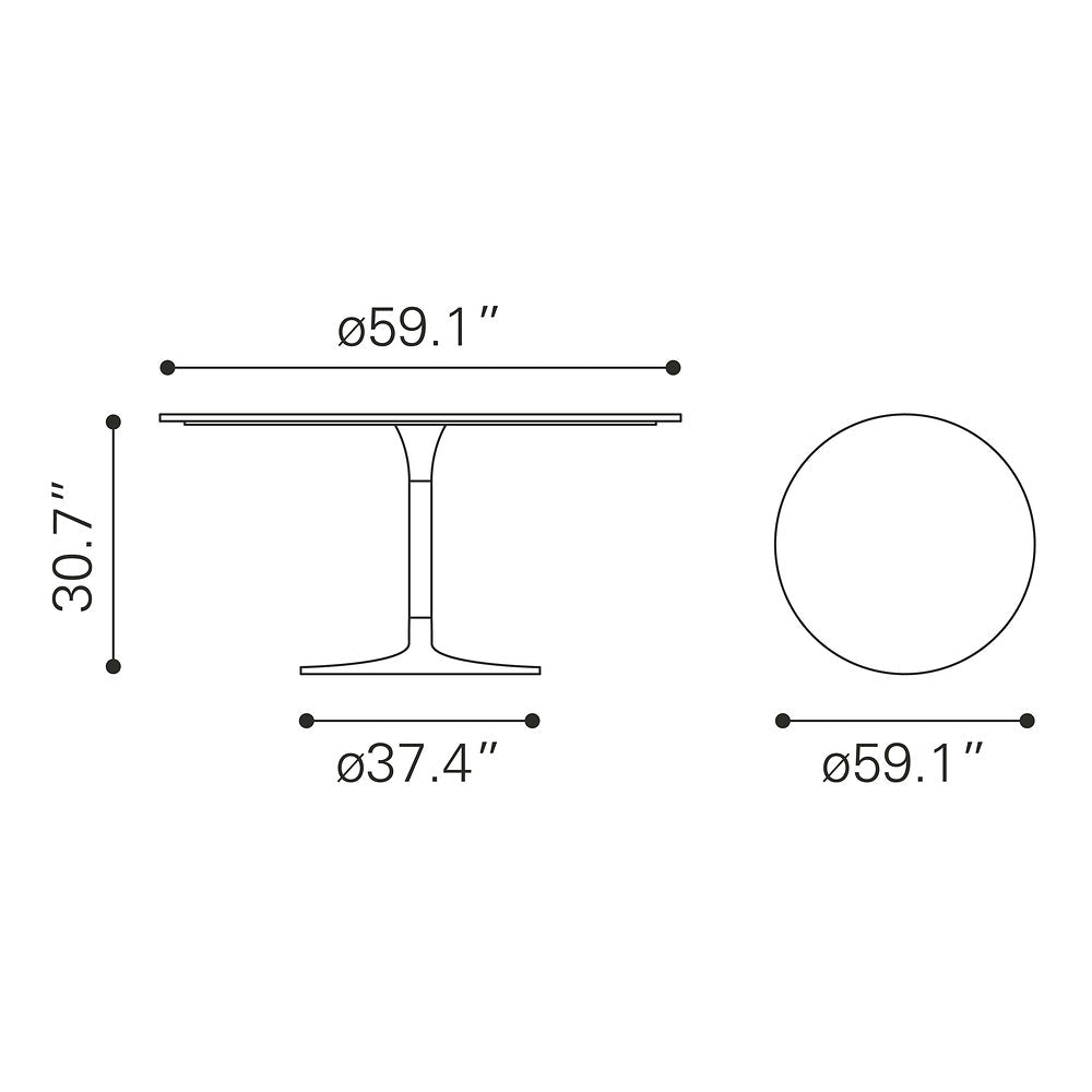 Mesa de Comedor para Cafetería - ZUO METROPOLIS - Varios Colores - Cubierta de Mármol Natural y Estructura de Hierro - 109451 - Zuo - NOGAL BEAT - Mesa Comercial Interior