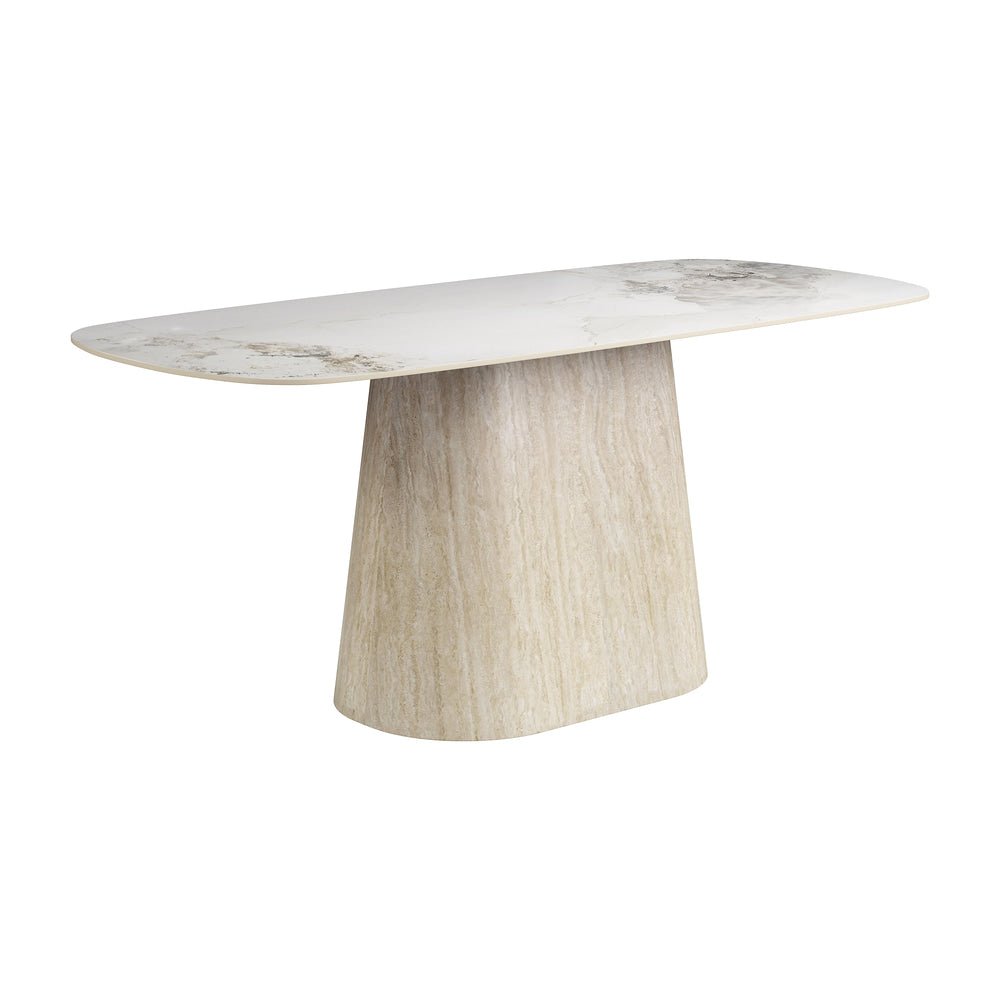 Mesa de Comedor para Cafetería - ZUO NOOKA - Varios Colores - Cubierta de Piedra Sinterizada Símil Mármol y Estructura de MDF - 111104 - Zuo - NOGAL BEAT - Mesa Comercial Interior