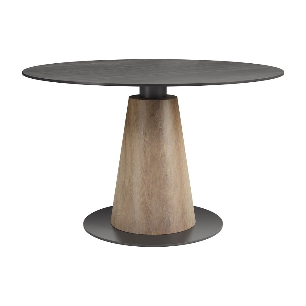 Mesa de Comedor para Cafetería - ZUO RENO - Negro - Cubierta de Piedra Sinterizada Símil Piedra y Estructura de Acero con Recubrimiento en Polvo - 111106 - Zuo - NOGAL BEAT - Mesa Comercial Interior